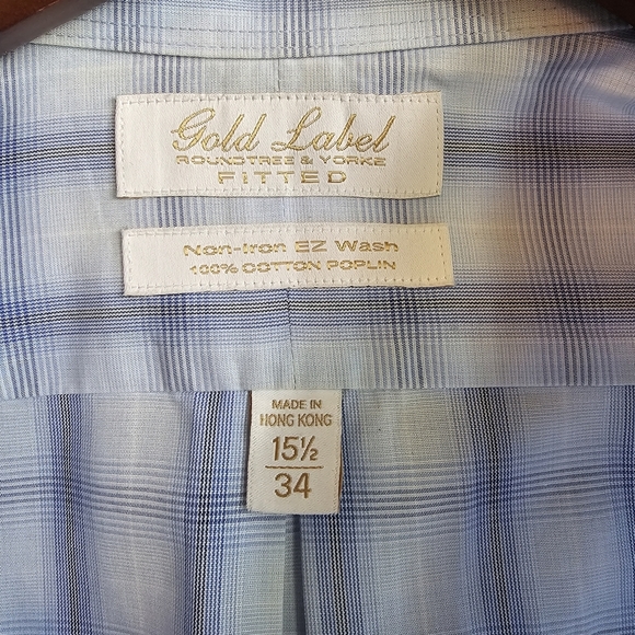 Gold Label Roundtree & Yorke fitted non-iron cotton poplin button up shirt mens - Picture 4 of 4